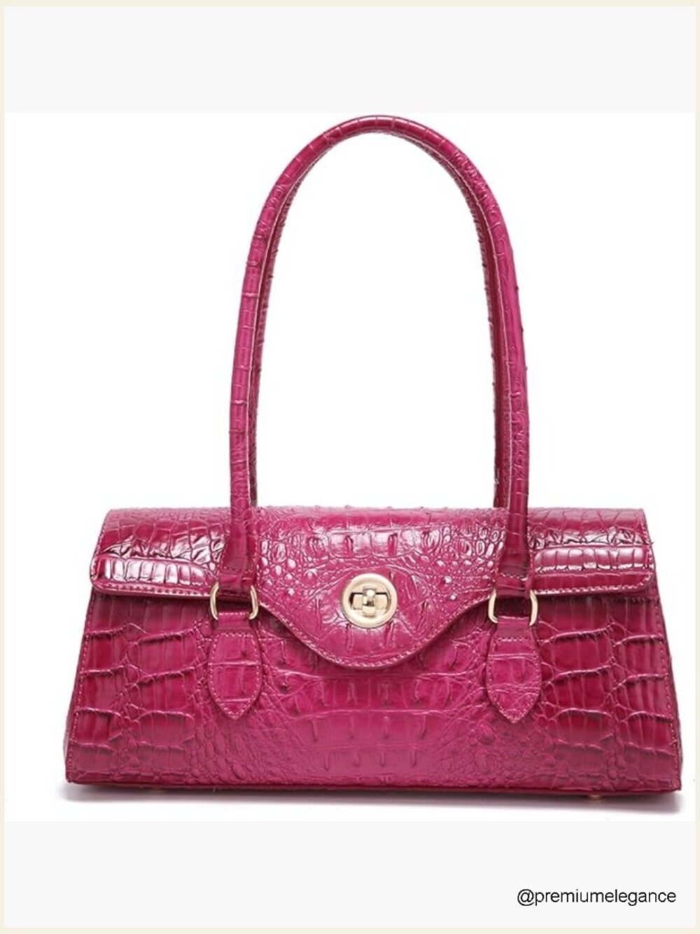 Vegan Crocodile Satchel Top Handle Handbag with Twist Lock